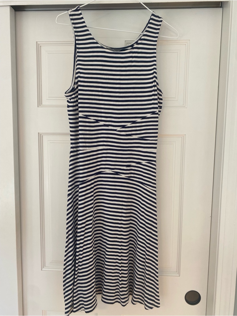 Market & Spruce Navy and White Striped Midi Tank Dress